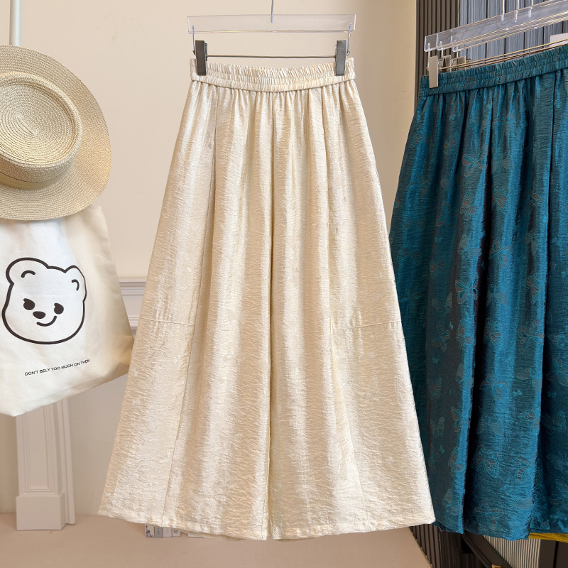 VELVÉ Jacquard Wide-Leg Pants 提花琉璃絲麻八分阔腿直筒裤*4 Color