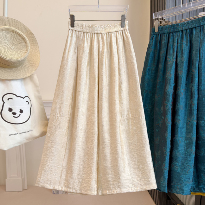 VELVÉ Jacquard Wide-Leg Pants 提花琉璃絲麻八分阔腿直筒裤*4 Color