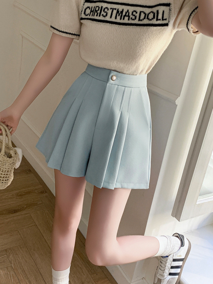 Pearl Button Pleated Blouse 珍珠扣百褶短款*3 Colors