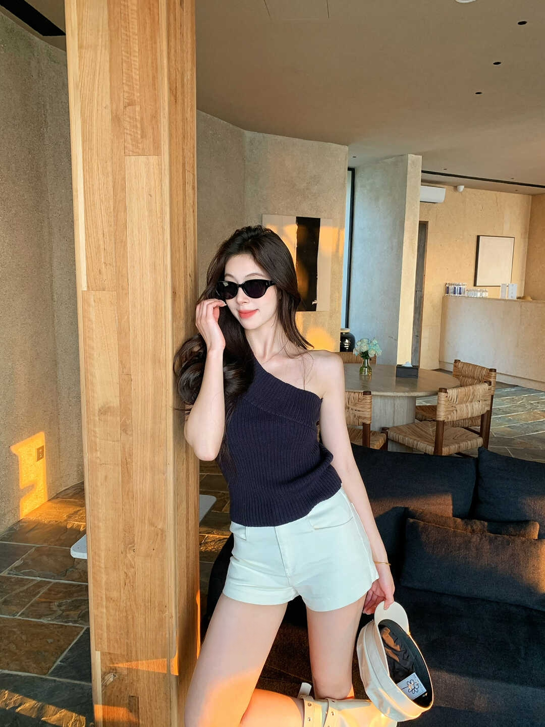 Spicy Girl Off-Shoulder Stretch Knit Tank Top 辣妹斜肩弹力针织背心* 9 Colors