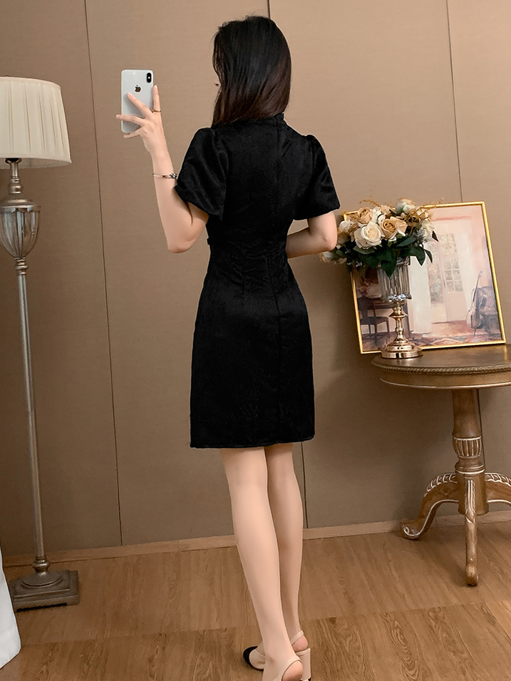 盘扣提花连身裙*2 Colors