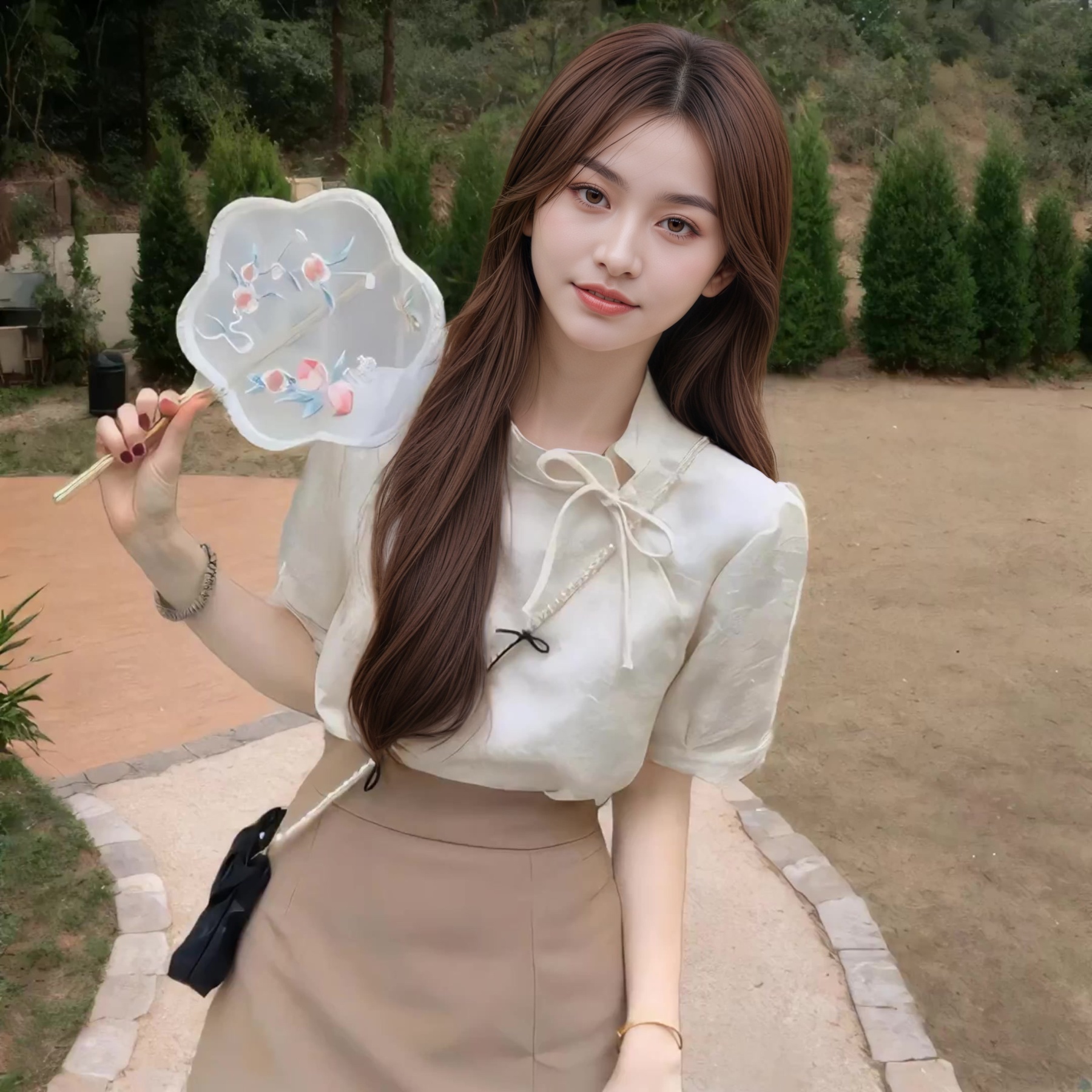 Beige Two-Piece Set茶系中式套装