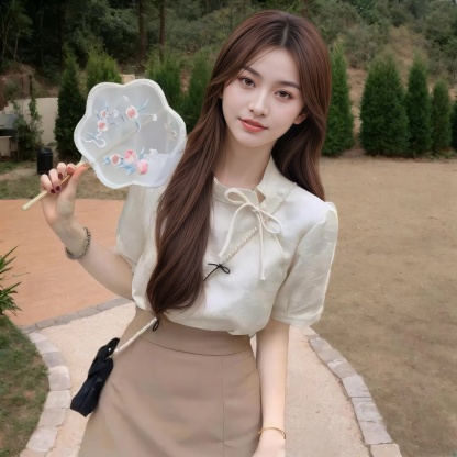 Beige Two-Piece Set茶系中式套装