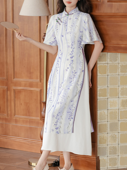 Lavender Grace Áo Dài Dress 紫色奥黛连衣裙