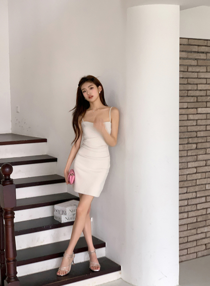 Real Shot 2025 Summer New Short Dress Sexy Short Dress European and American Simple Elegant Strap Dress for Women