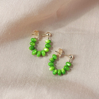 Emerald Cat's Eye Earrings 绿色猫眼石耳环