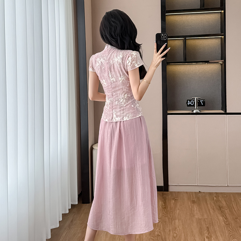 Floral Embroidery Layered Dress 小花刺绣假两件连衣裙*2 Colors