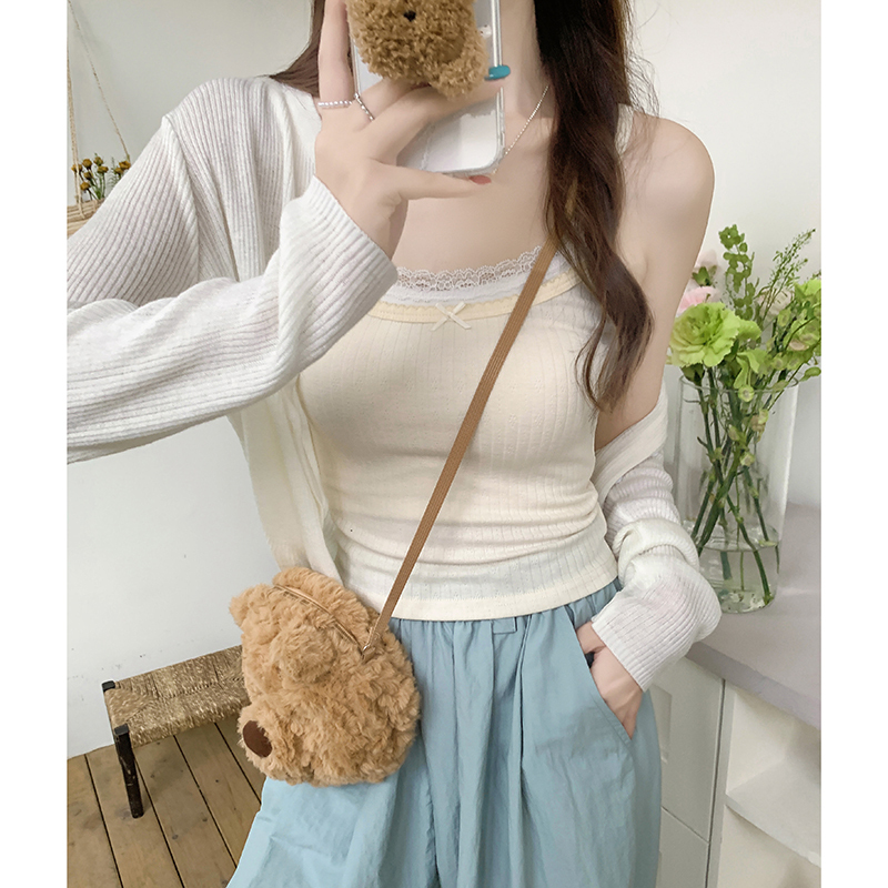 Double Tier Bow Strap Camisole 蝴蝶结双层吊带背心*3 Colors