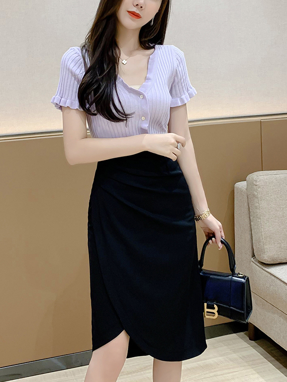 SIGNATURE Asymmetrical Skirt 黑色不规则褶皱半身裙
