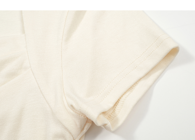 荡领设计短袖t恤 slim-fit pleated short-sleeve T-shirt for women