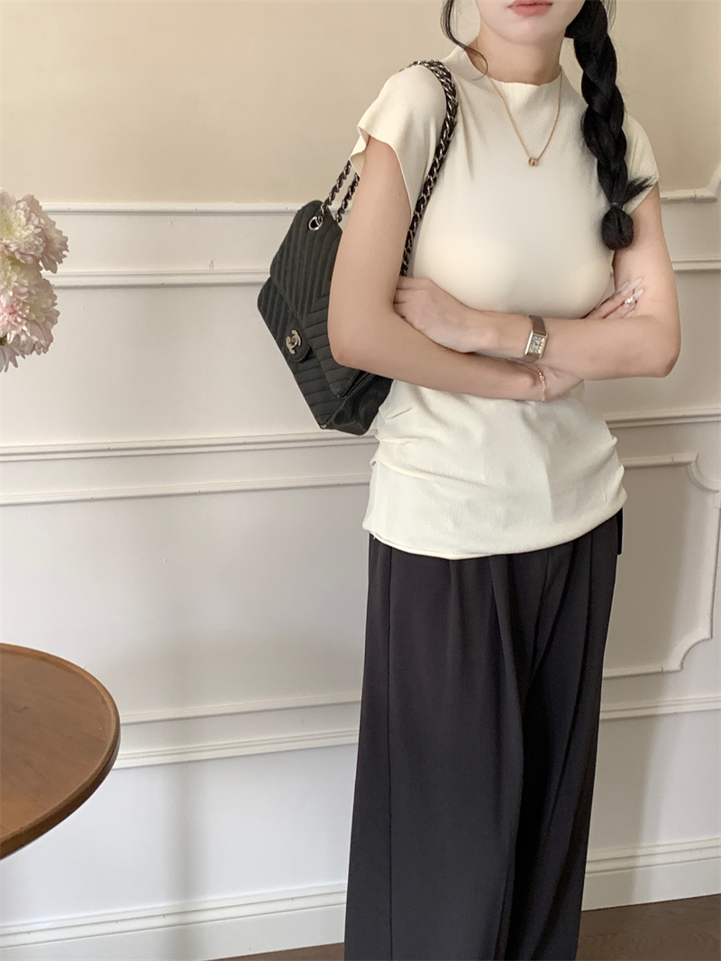 Semi-Turtleneck Pleated Knit Top 半高领褶皱设计针织上衣*5Colors