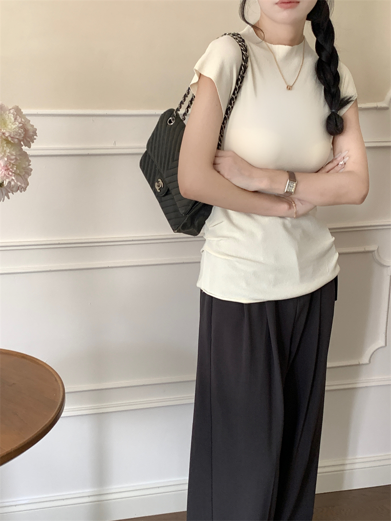 Semi-Turtleneck Pleated Knit Top 半高领褶皱设计针织上衣*5Colors