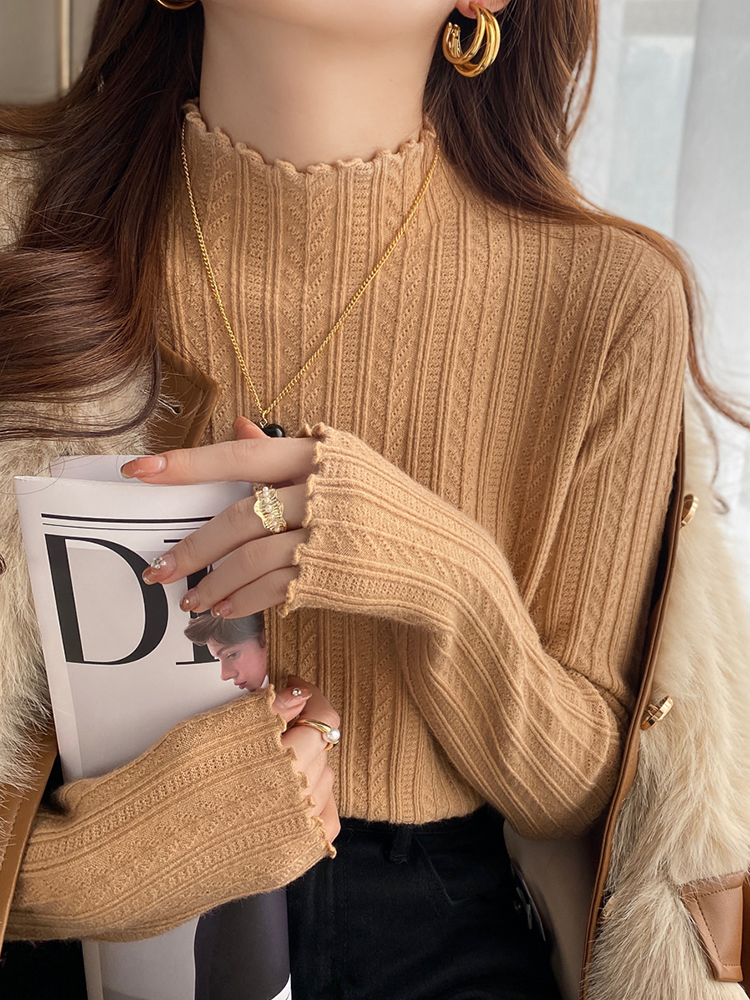 Mock Neck Ruffle Trim Long Sleeve Top 半高领木耳边长袖上衣*11 Colors