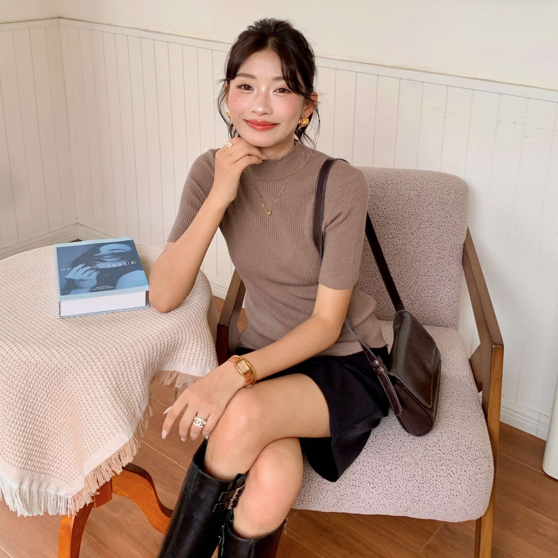 High Neck Ribbed Knit Top 高领罗纹针织上衣*4 Colors