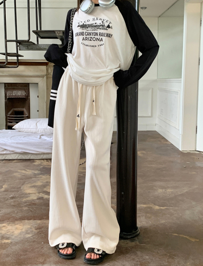 Cozy Knit Straight-leg Pants 软糯慵懒~系带针织直筒长裤