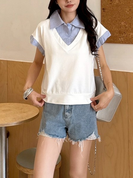 Fake two-piece college-style top