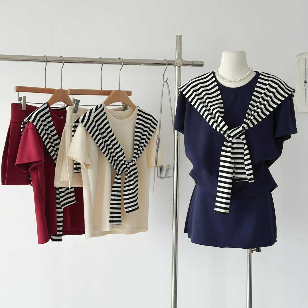 Simple and versatile T-shirt + short skirt-pants简约百搭T恤+短款裤裙*4 Colors