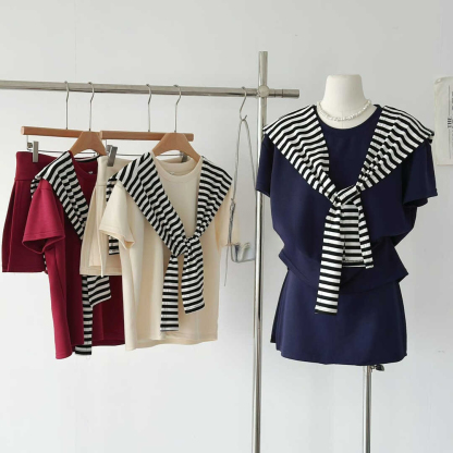 Simple and versatile T-shirt + short skirt-pants简约百搭T恤+短款裤裙*4 Colors