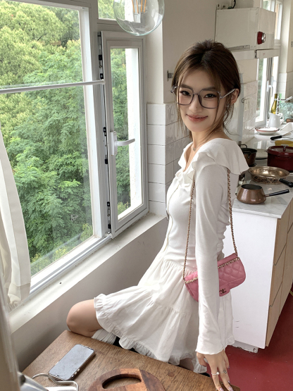 Ruffle Long Sleeve Tee 木耳边开衫长袖t恤*2 Colors