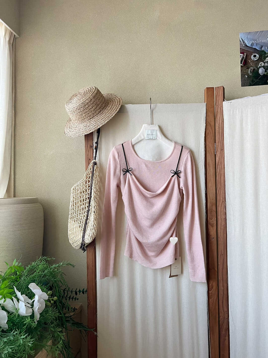 Sweet Bow Faux Two-Piece Knit Top 氧气甜美感~立刻入坑甜美蝴蝶结吊带假两件针织衫*7 Colors