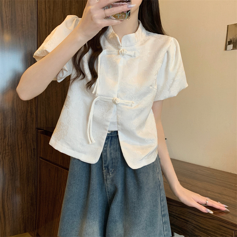 提花泡泡袖衬衫 Jacquard Puff Sleeve Top*5 Colors