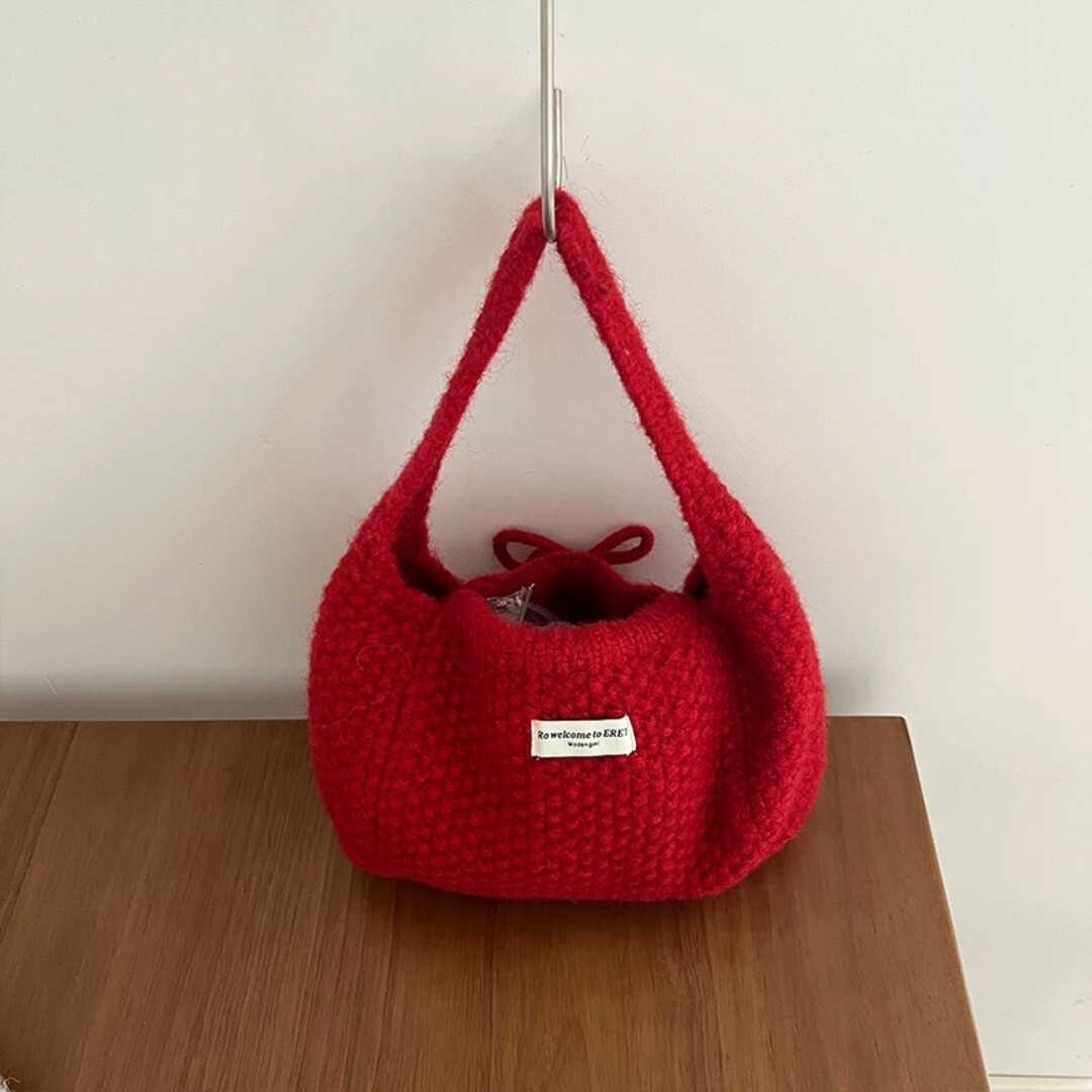 Ins Knitted Bow Handbag 复古麻花手提包*5 Colors