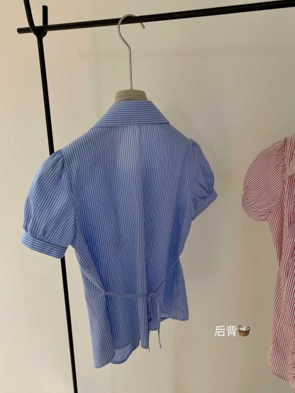 木耳边短袖衬衫*2 Colors