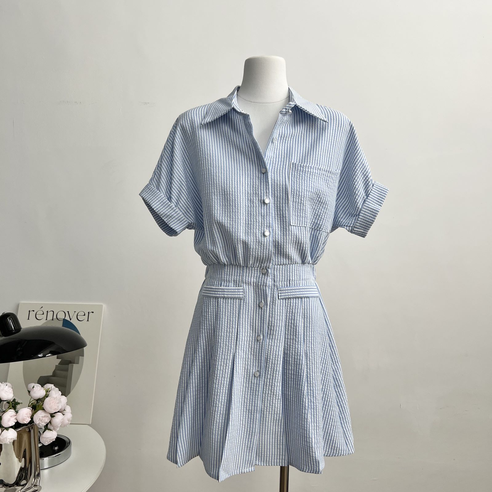 Nina Striped Shirt Dress 文艺范~条纹衬衫连衣裙*2Colors