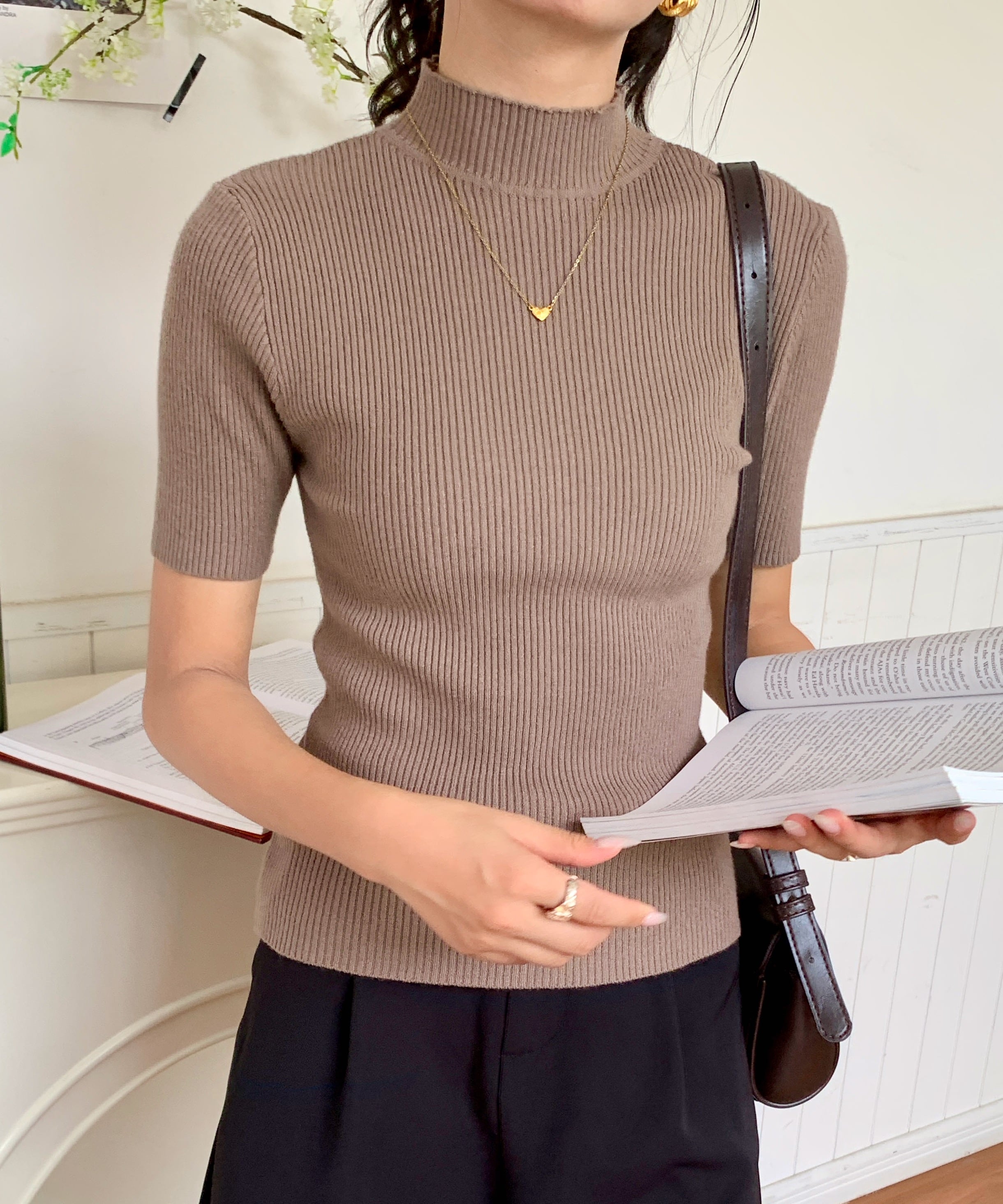 High Neck Ribbed Knit Top 高领罗纹针织上衣*4 Colors