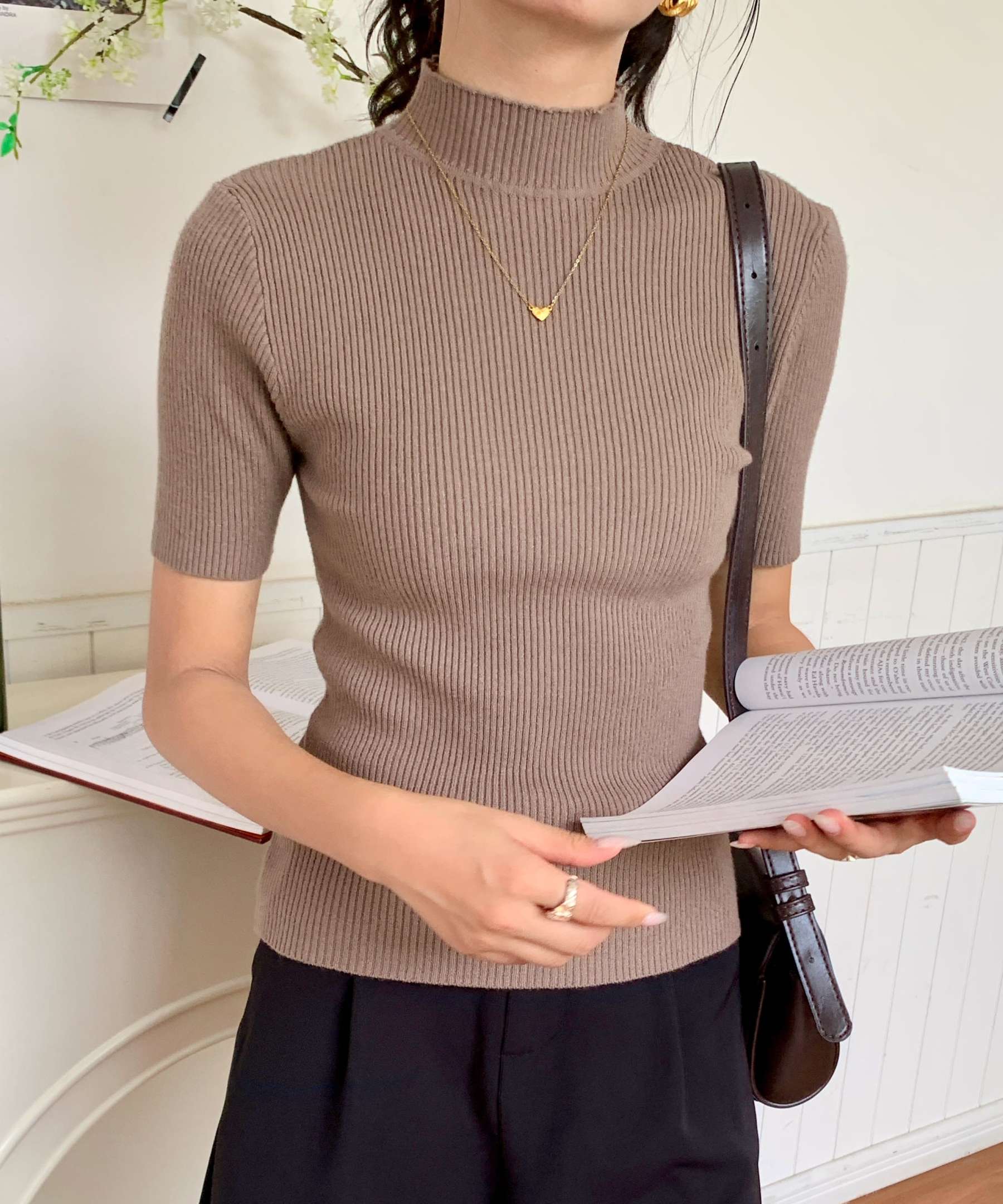 High Neck Ribbed Knit Top 高领罗纹针织上衣*4 Colors