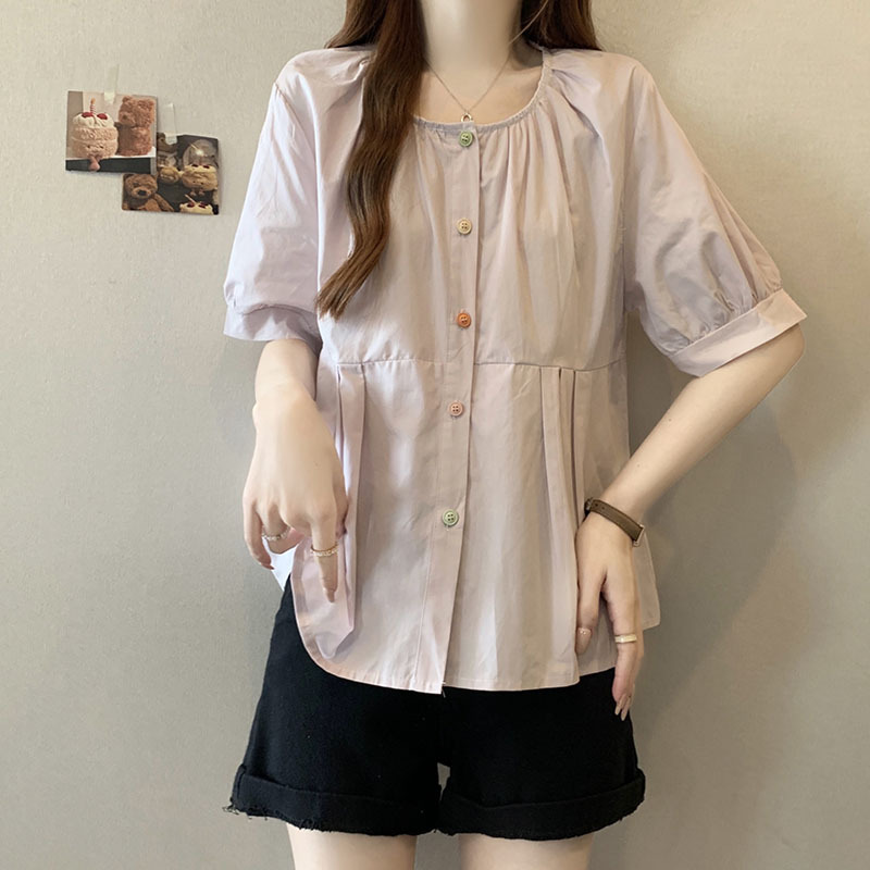 Sweet Round Neck Loose Blouse 甜美圆领宽松衬衫*3 Colors