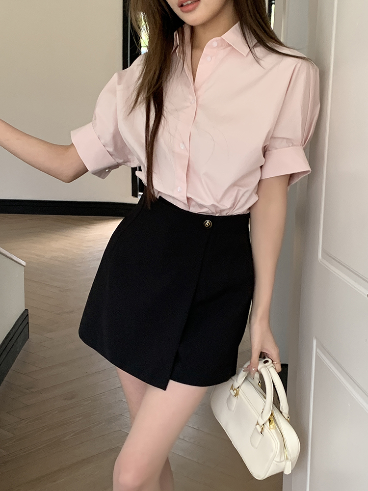 One-Button Short Skirt 一粒扣短款裤裙