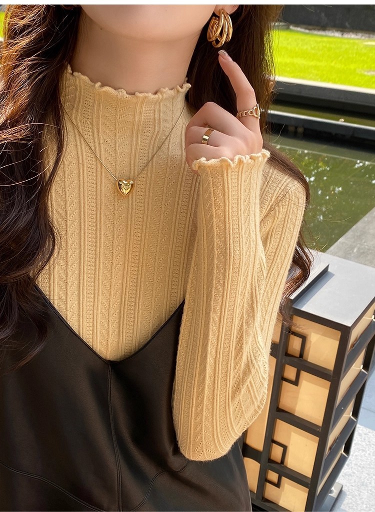 Mock Neck Ruffle Trim Long Sleeve Top 半高领木耳边长袖上衣*11 Colors