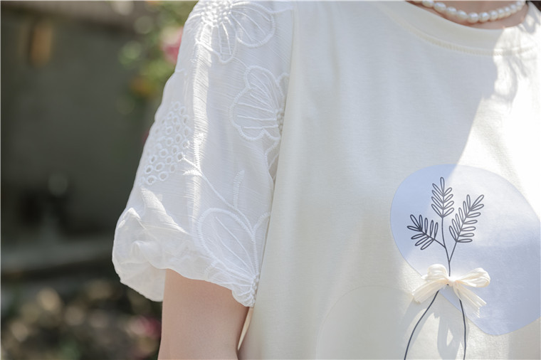 Floral Patterned Puff Sleeve Tee 植物印花泡泡袖T恤*2 Colors