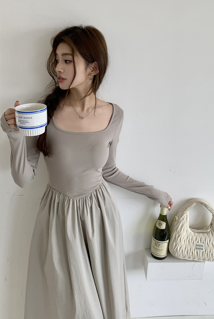 Fiona Long Sleeve Knitted Dress 方领长袖针织连衣裙*2 Colors 