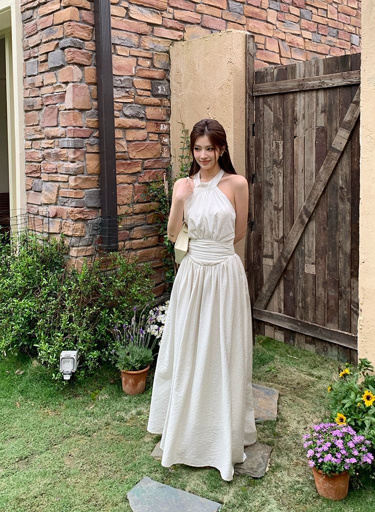 SIGNATURE Striped Tie-Back Dress 露背绑带条纹连衣裙