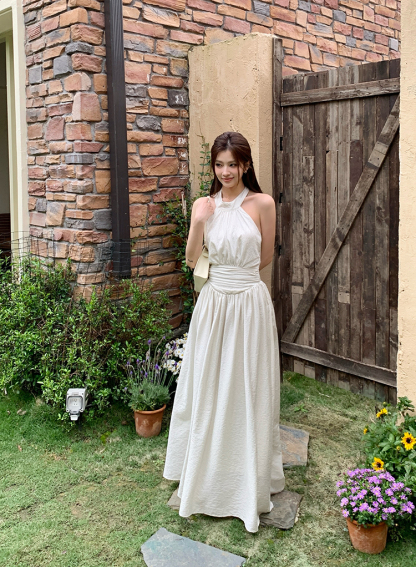 SIGNATURE Striped Tie-Back Dress 露背绑带条纹连衣裙