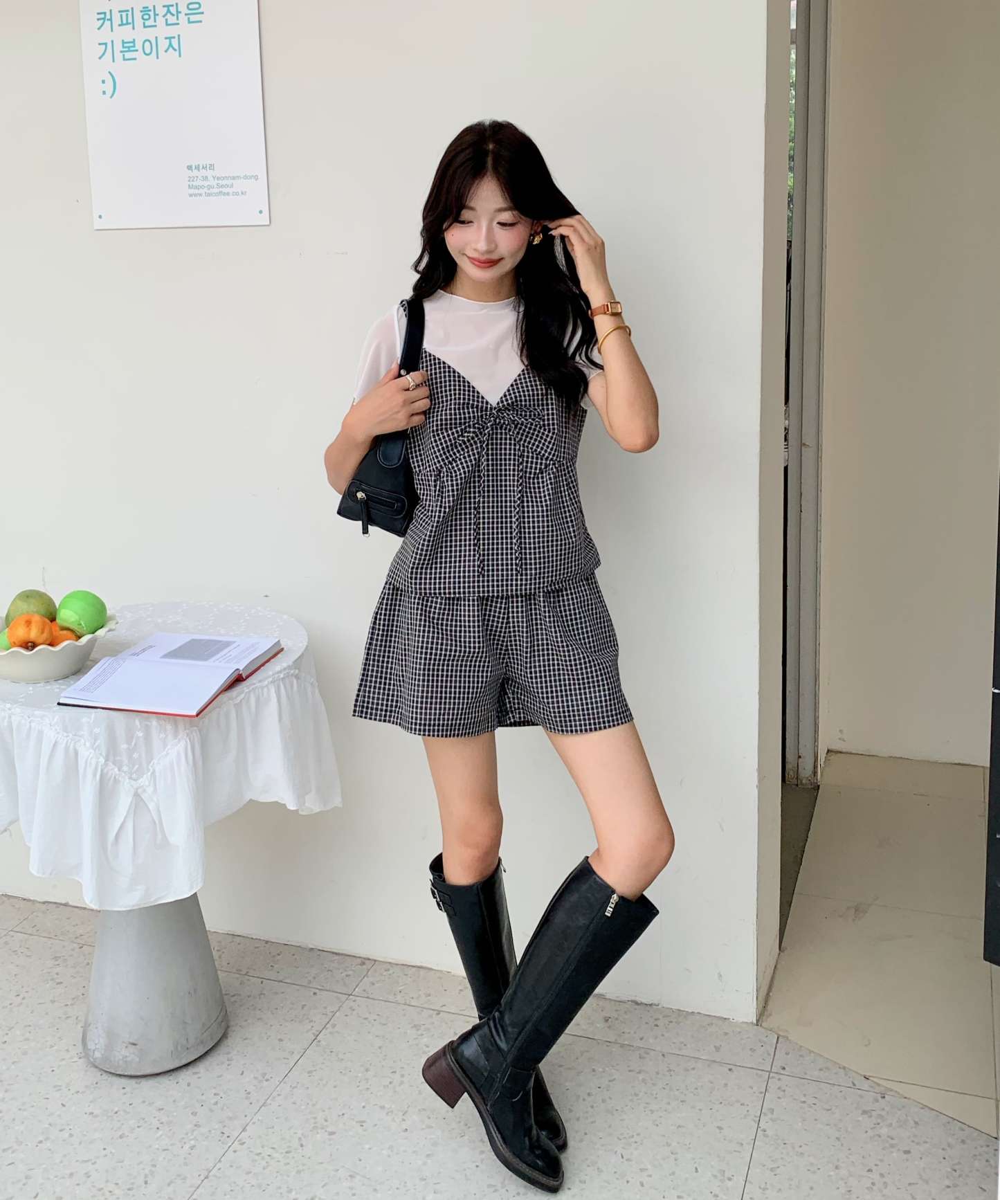 Chic Plaid Co-ord Set 格子吊带上衣短裤两件套*2 Colors