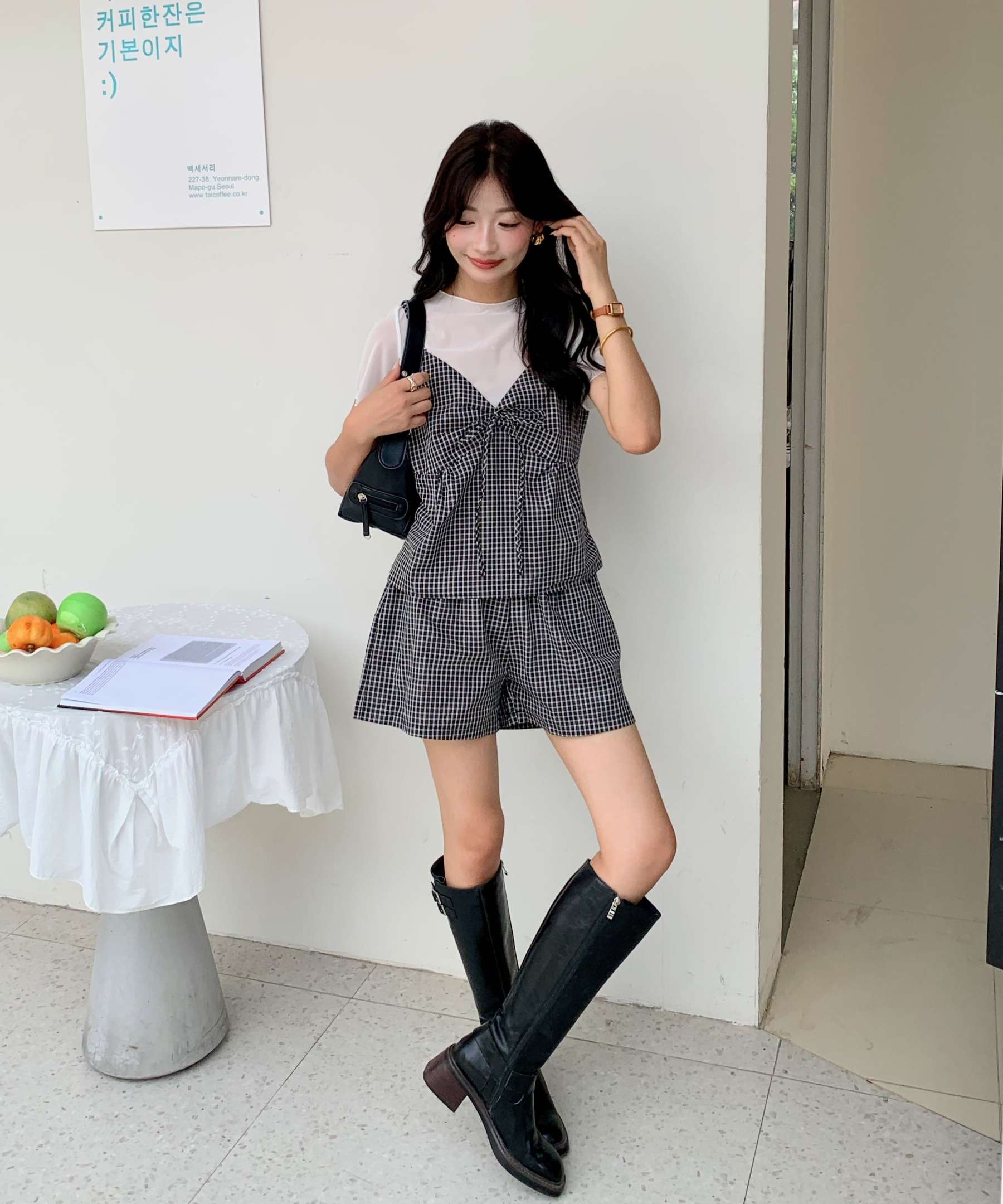 Chic Plaid Co-ord Set 格子吊带上衣短裤两件套*2 Colors