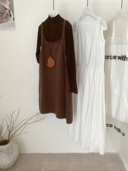  Korean Style Layered Knitted Vest Dress