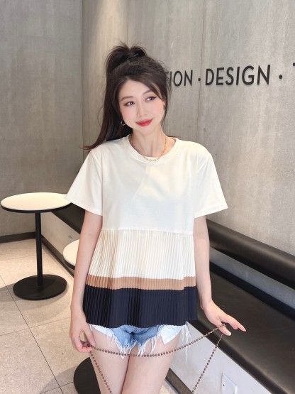 撞色百褶上衣*7 Colors