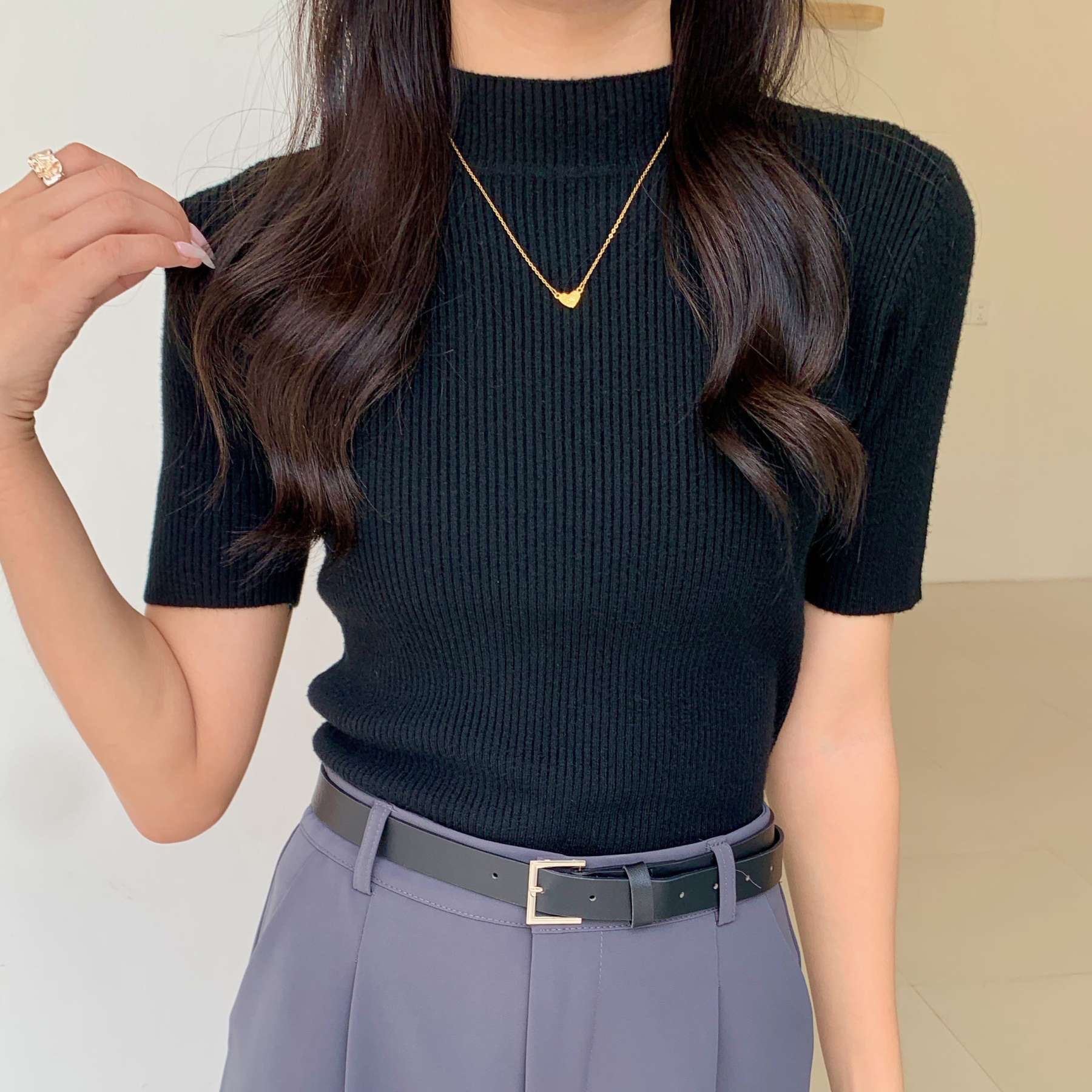 High Neck Ribbed Knit Top 高领罗纹针织上衣*4 Colors