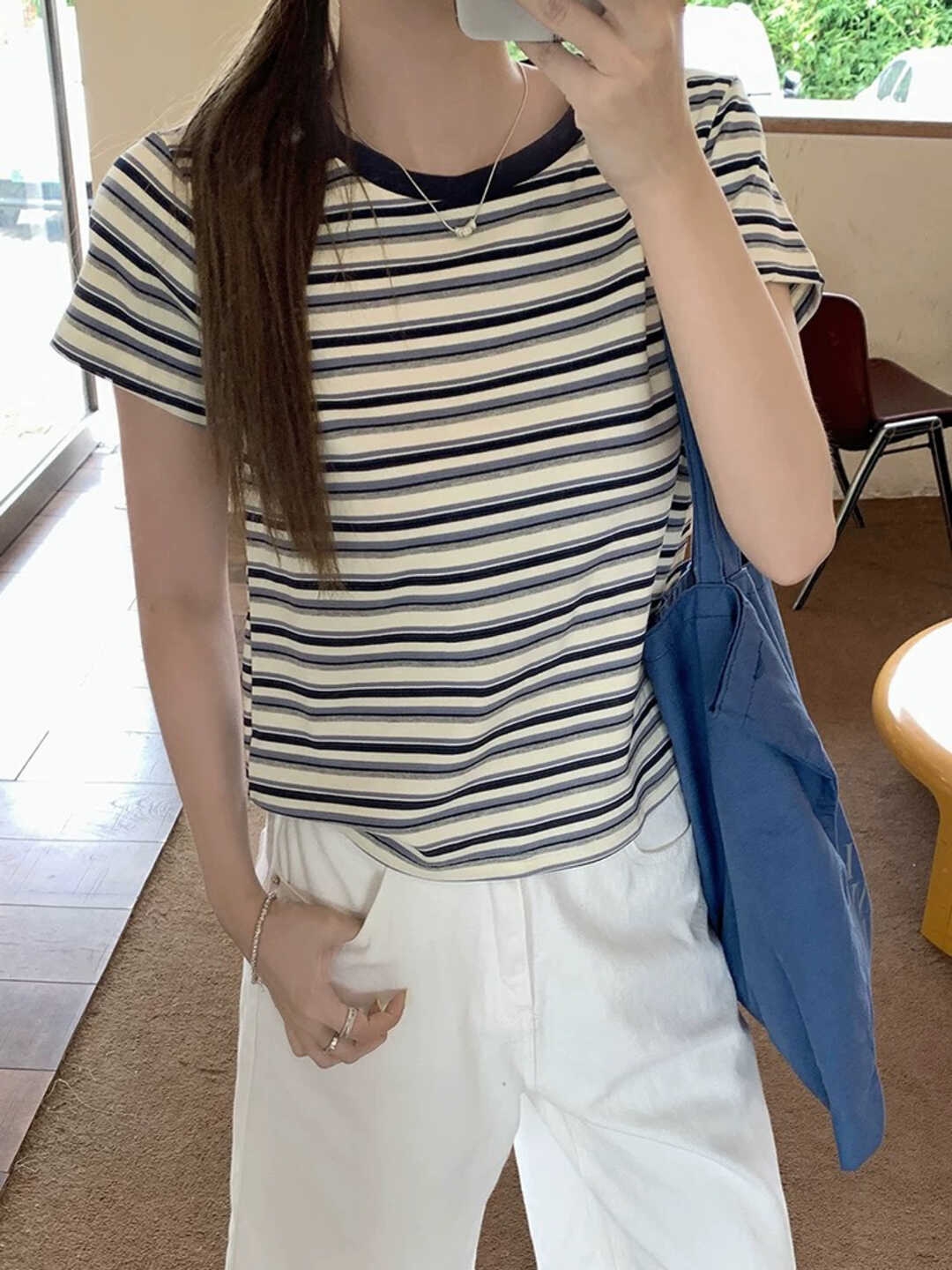 RINA Contrast Stripe Tee 韩系撞色条纹T恤*3 Colors