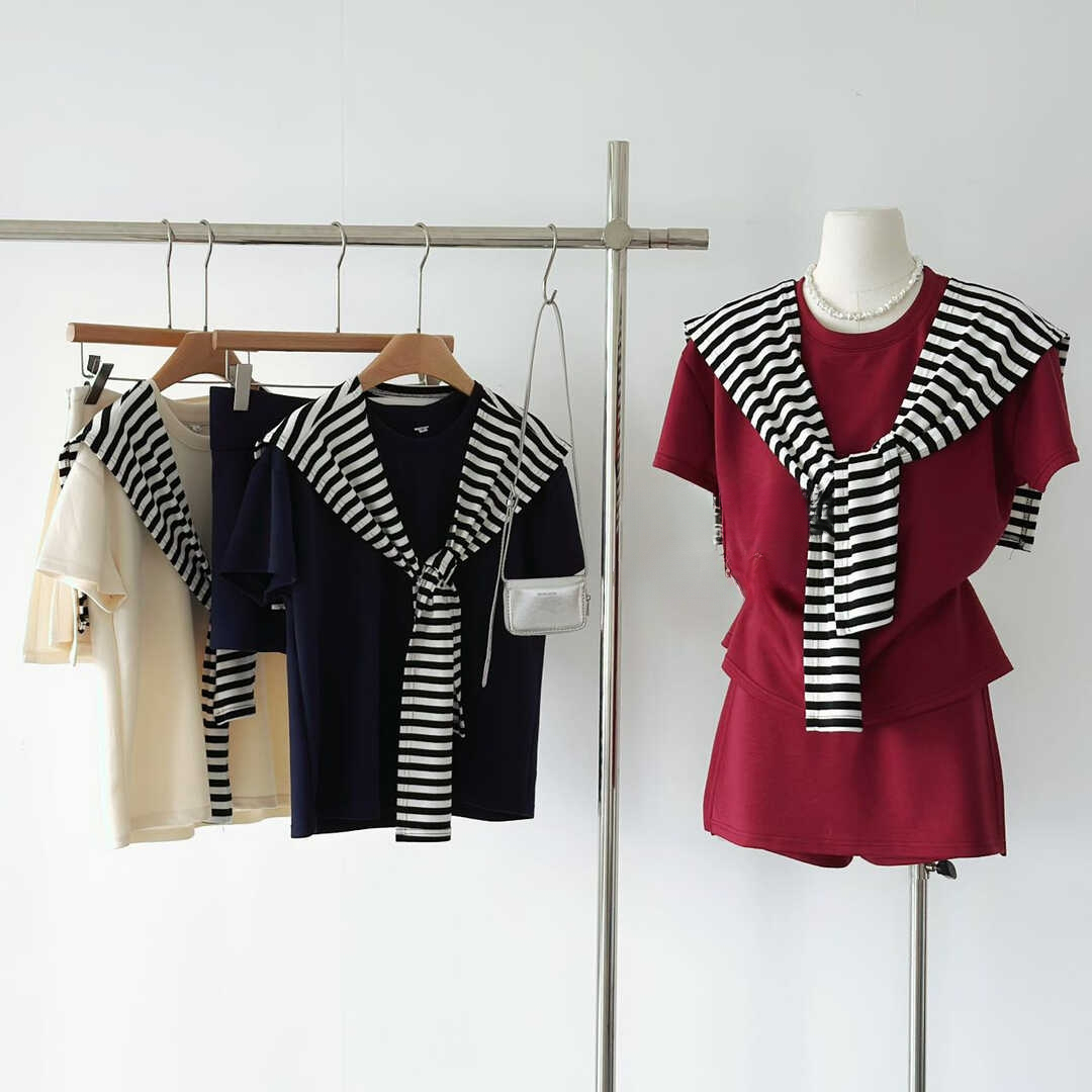 Simple and versatile T-shirt + short skirt-pants简约百搭T恤+短款裤裙*4 Colors