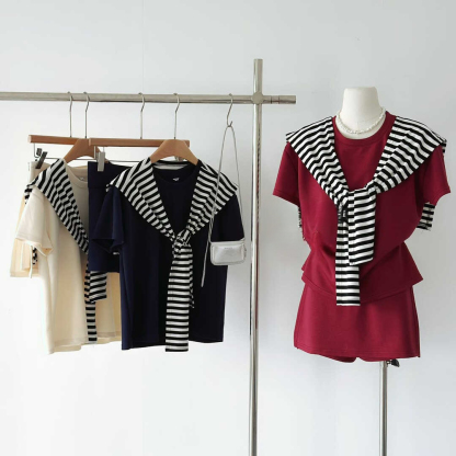 Simple and versatile T-shirt + short skirt-pants简约百搭T恤+短款裤裙*4 Colors