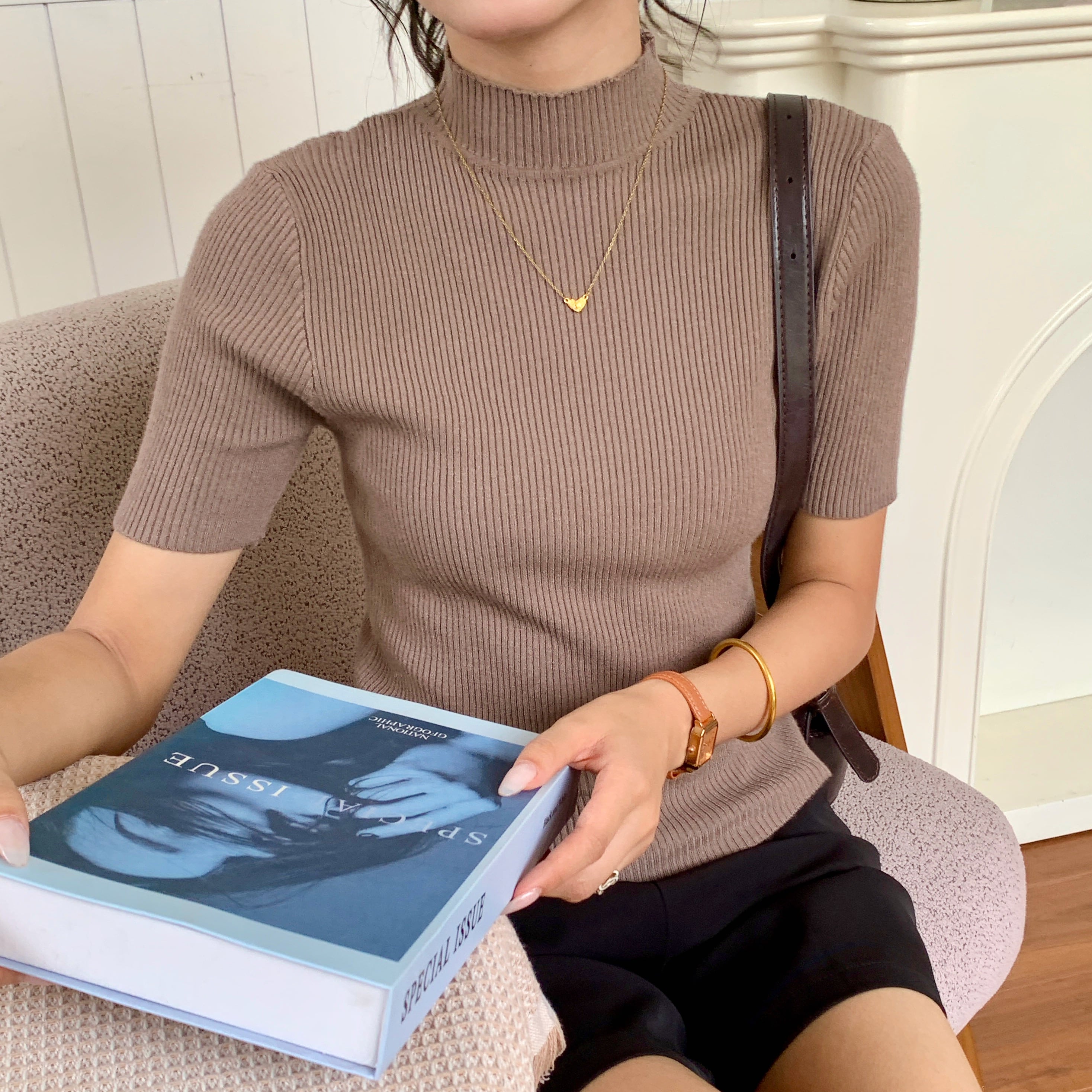 High Neck Ribbed Knit Top 高领罗纹针织上衣*4 Colors