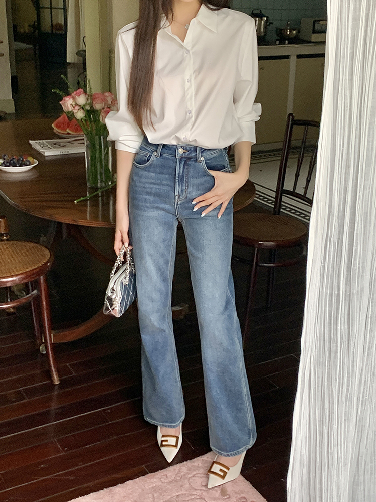 Real Shot 2025 Spring New Design Non-Iron Wrinkle-Resistant White Shirt for Women Elegant Versatile Fashion Blouse Top