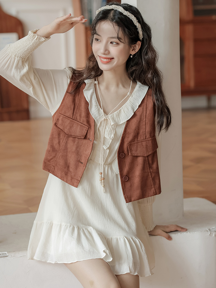 Retro Mori Style Petite Two-Piece Set 度假风连衣裙