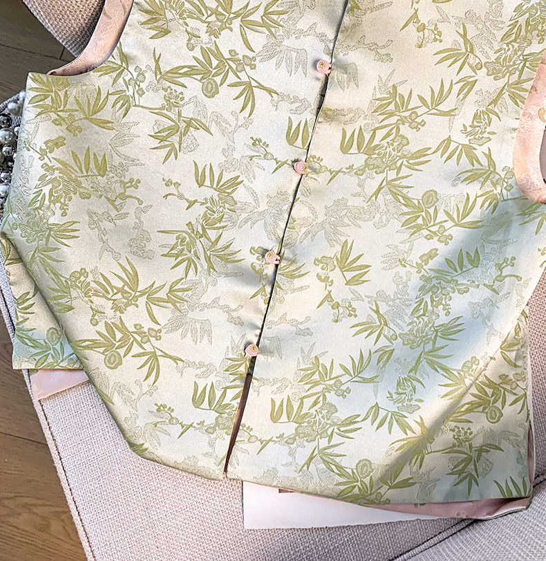 刺绣织金马面裙 Reversible Improved Buckle Satin Jacquard Embroidery Hanfu Tang Suit Classical Vest Top