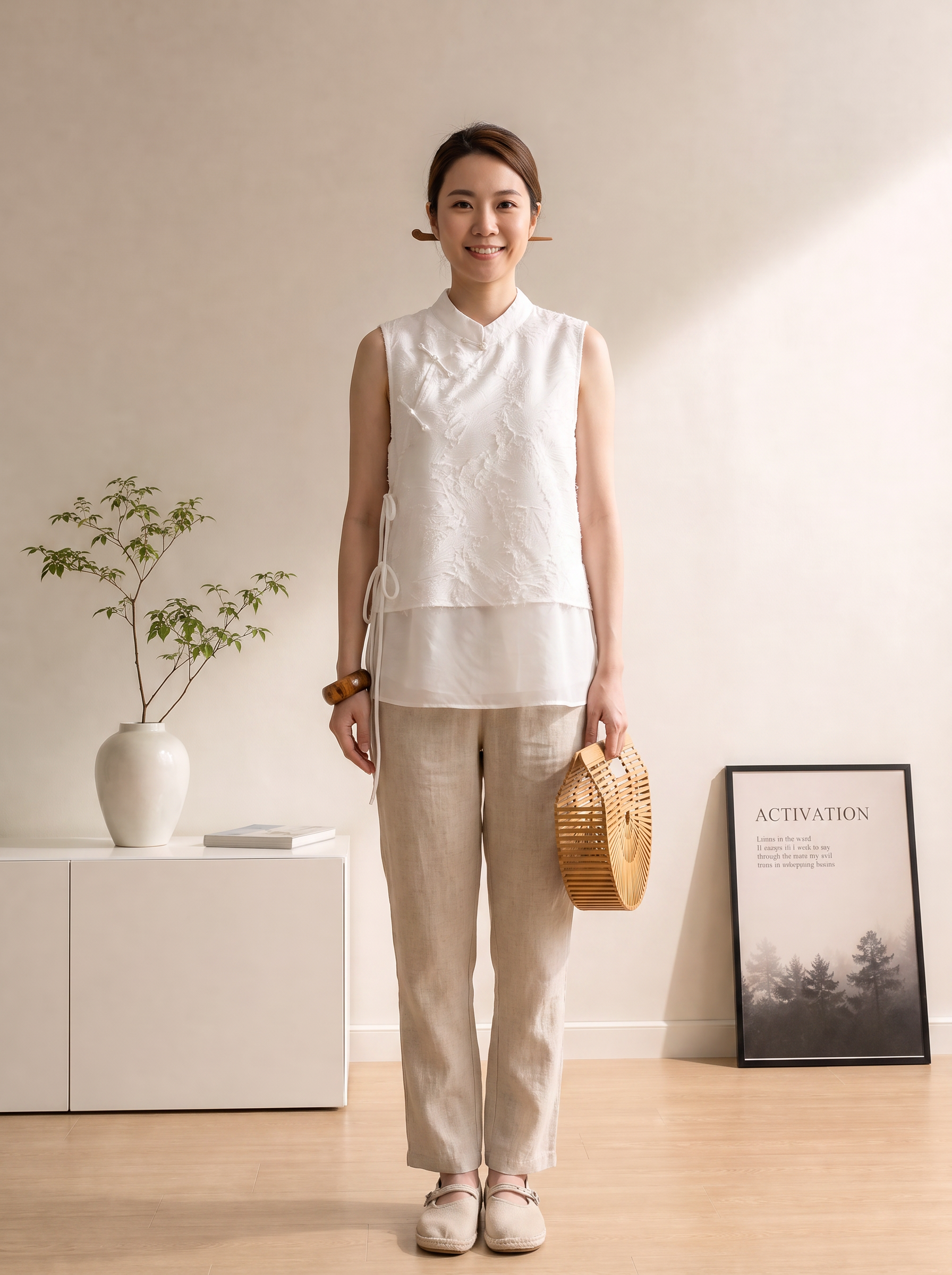 SIGNATURE Jacquard Tie Vest 揉月提花系带上衣*3 Colors